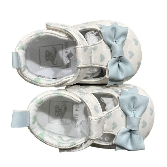 NEW Rosie Pope Sz 1 (0-3m) Aqua Blue Heart Crib Shoes - Picture 4 of 11